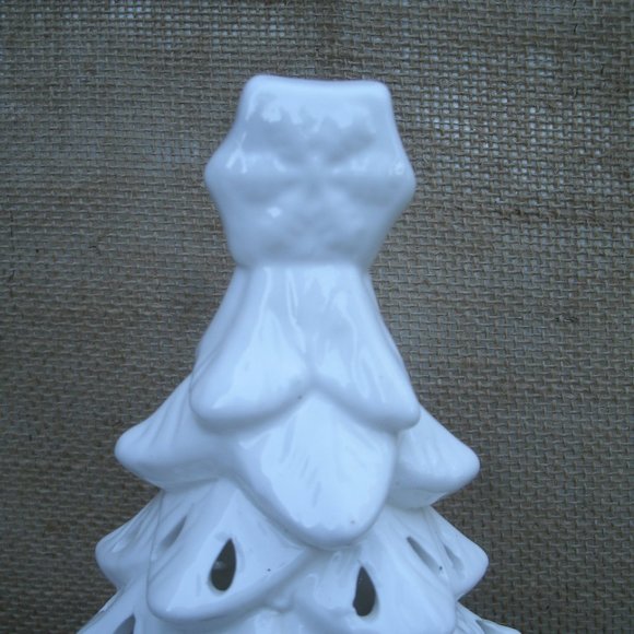 Vintage Handmade Ceramic Holiday Tree Candle Lamp - Picture 11 of 15
